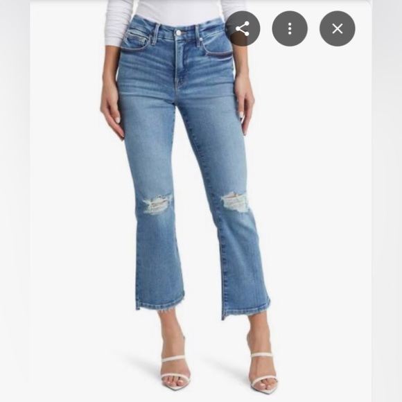 EUC Good American Cropped Distressed Jeans - Picture 1 of 9